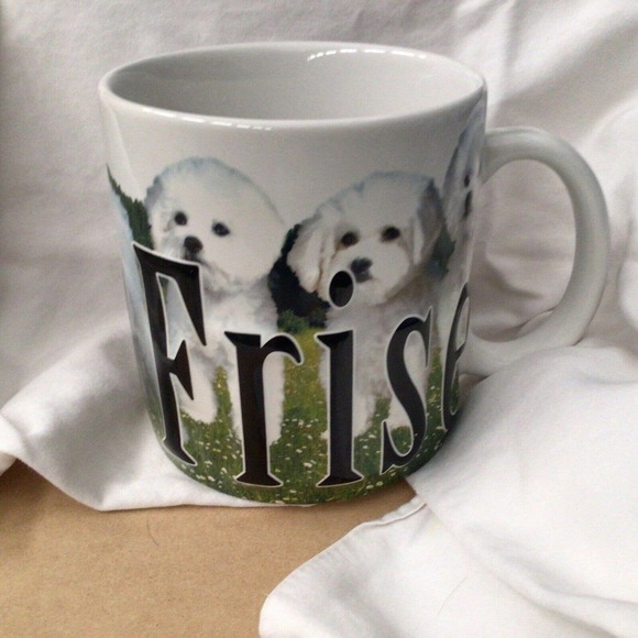 PRECIOUS Large White Mug Cup Americaware 2014 BICHON FRISE Dog Color Photo - Picture 4 of 10
